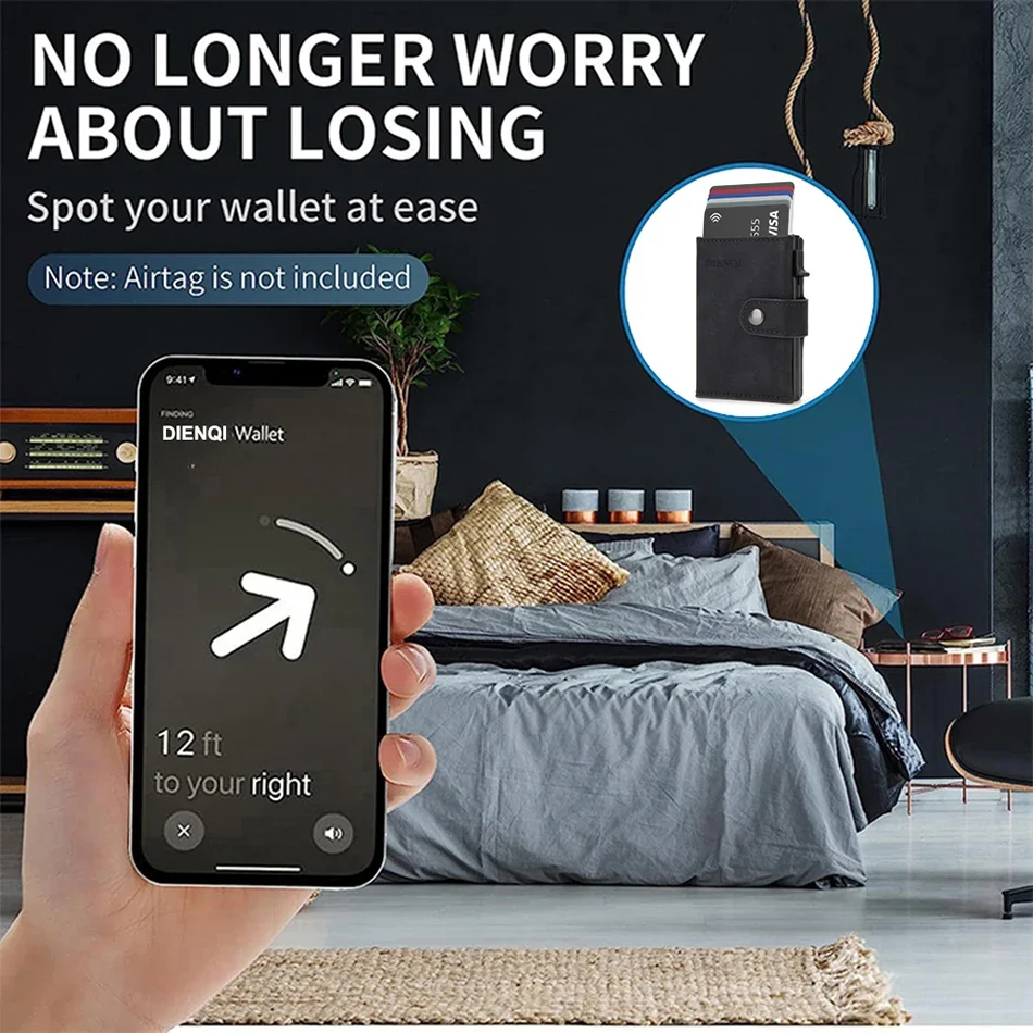 Rfid Leather Airtag Men Wallet - Card Top Loader review and price